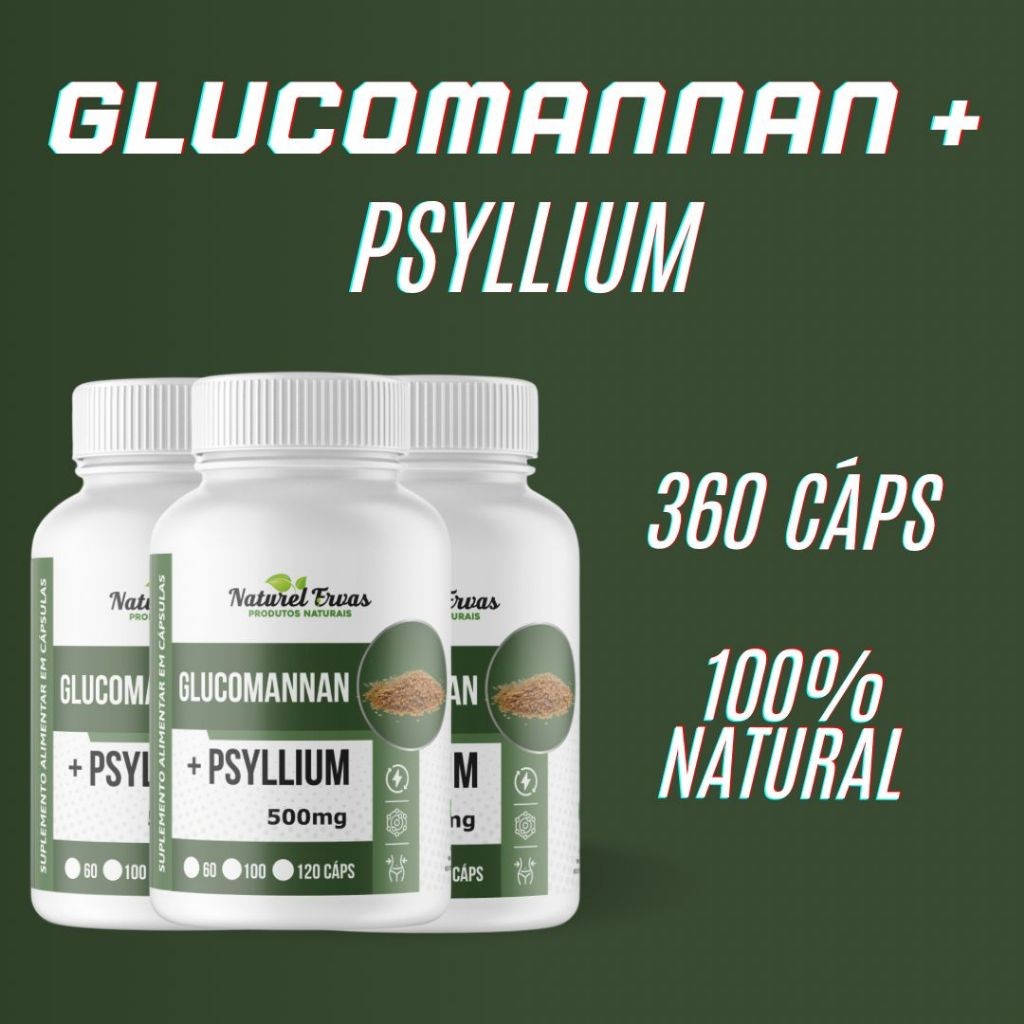 Glucomannam + Psyllium 120 Cápsulas 500mg