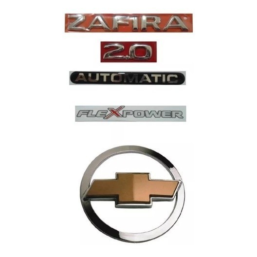 Kit Emblemas Zafira 2.0 Automatic Flexpower Gravata Dourada