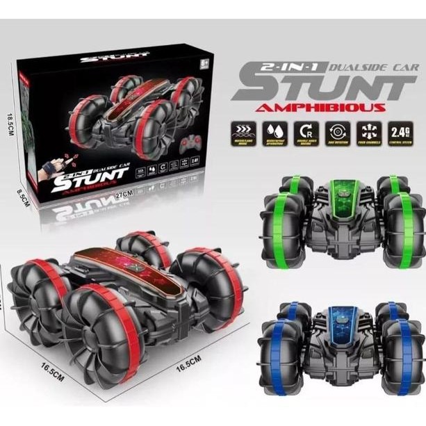 Carrinho Drifit Controle Remoto Recarregável C/ Pulseira Anda na água Anfíbio Stunt Car