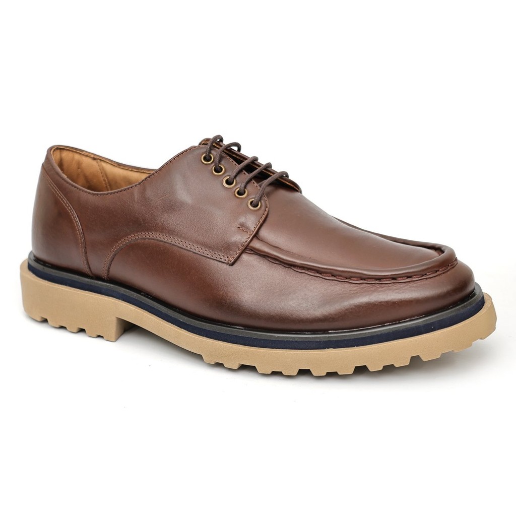Sapato Casual Masculino Derby Oxford Tratorado Couro de Luxo