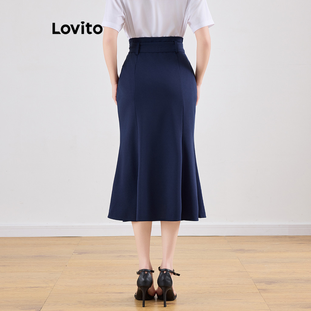 (Trendy) Lovito Saias elegantes de renda lisa para mulheres L120ED206 - Women Clothes