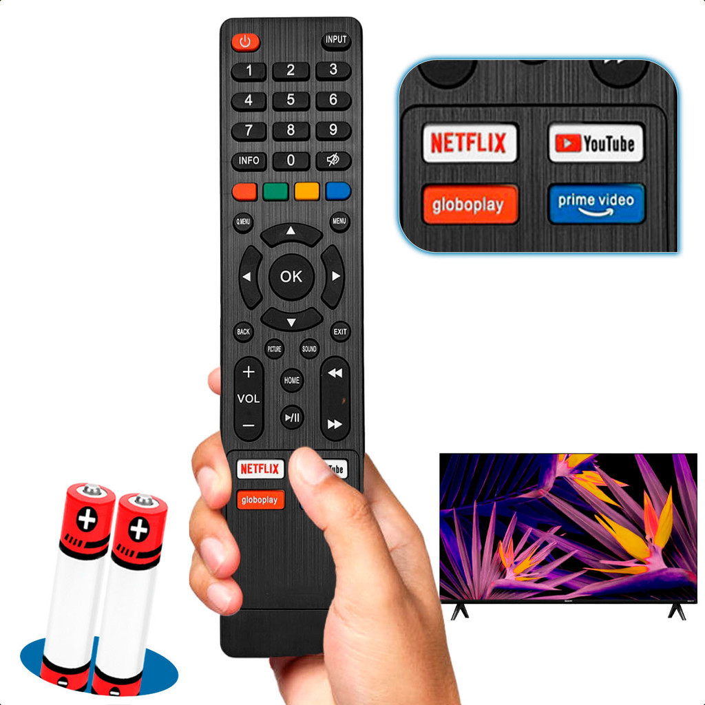 Controle Remoto Compatível Com Smart Tv Multilaser Prime Youtube Netflix GloboPlay