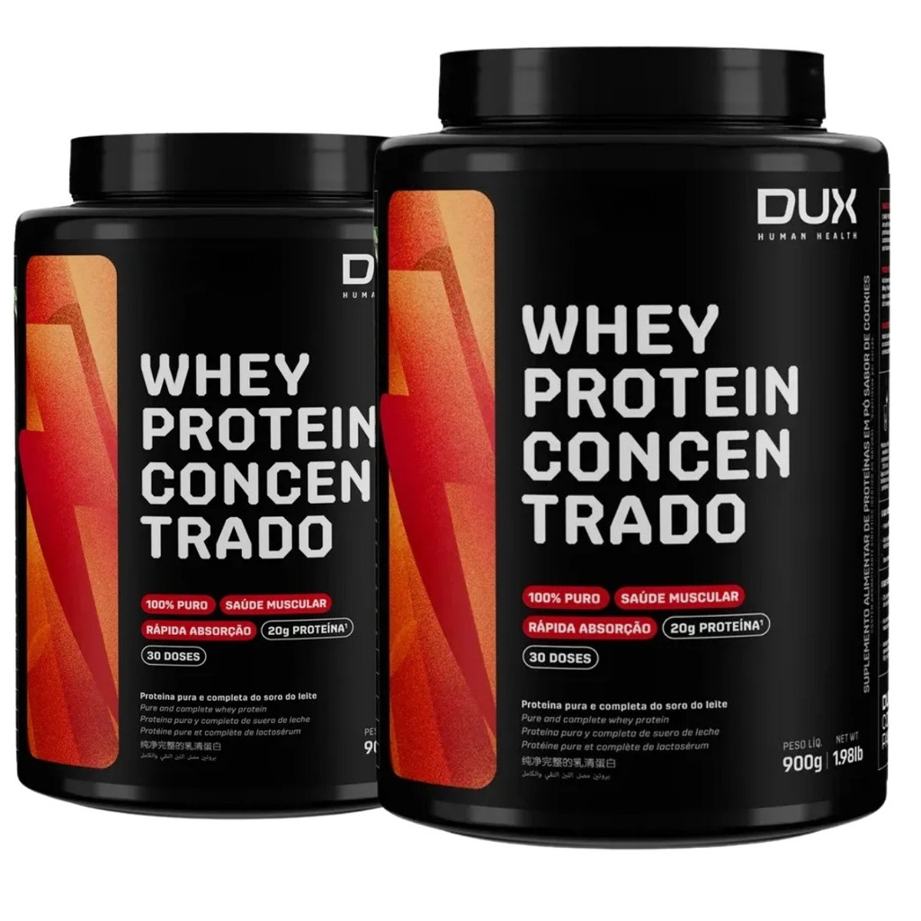 Kit 2x Whey Protein Concentrado Pote 900g Dux - Health