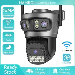 Hamrol Três Lentes Tela  9mp PTZ WiFi Câmera 5G & 2.4HZ Monitoramento Alarme Sem Fio CCTV