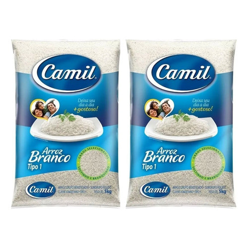 Kit Com 2 Arroz Branco Tipo 1 Camil Pacote 5kg em Oferta na Shopee