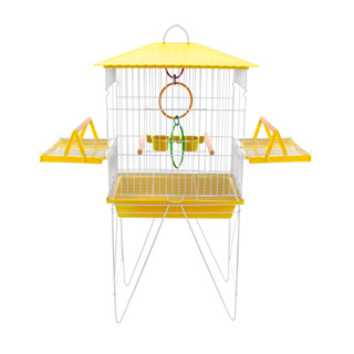 Gaiola Viveiro para Calopsita com bandejas laterais + ACESSÓRIO JOGO DE ARGOLA COLORIDA mansa teto plástico Amarelo - OP em Oferta na Shopee