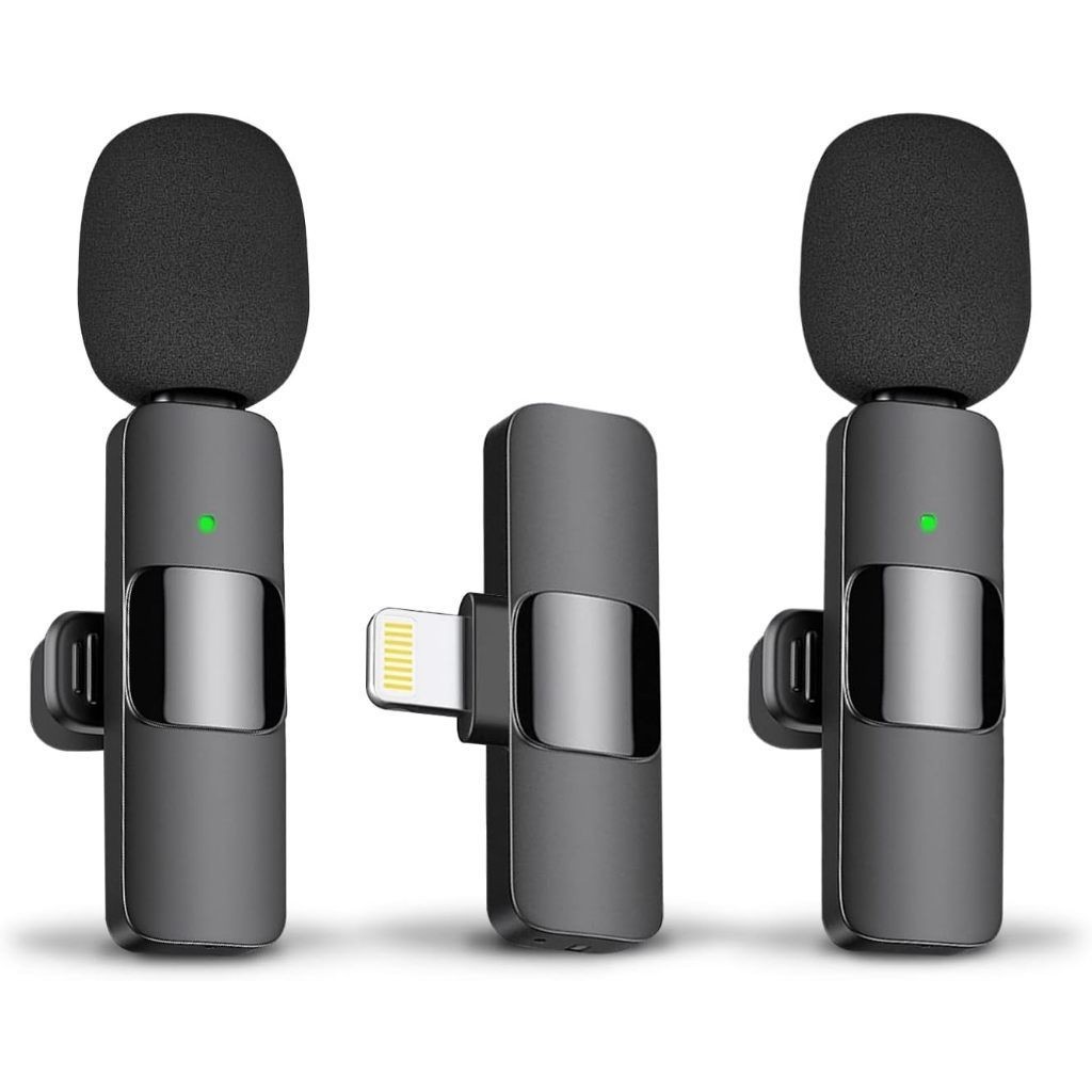 Microfone de Lapela Sem Fio K35 Vlog Compatível Tipo C e iPhone Direct Selling