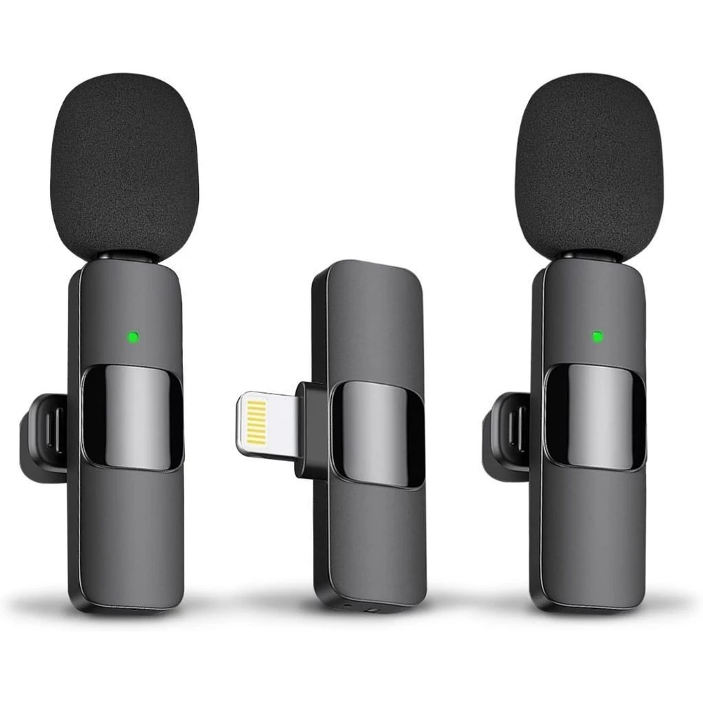 Microfone de Lapela Sem Fio K35 Vlog Compatível Tipo C e iPhone Direct Selling