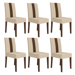 Kit 6 Cadeiras de Jantar Estofadas Lisa Courvin Pés MDF Linea Carvalho/Marfim em Oferta na Shopee