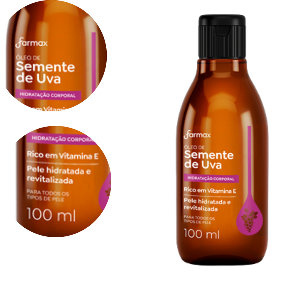 Óleo Corporal e Capilar Semente de Uva Farmax Hidratação Intensa Vitamin E 100ml