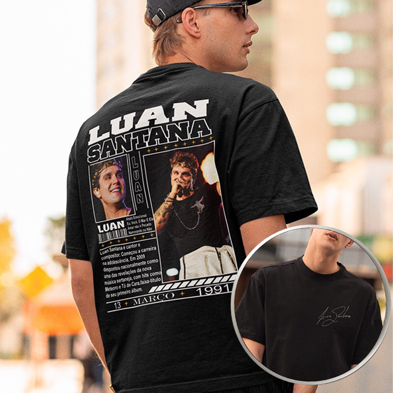 Camiseta Cantor Luan Santana Biografia Sertanejo Camisa Unissex Algodão 30.1 Premium Envio Imediato. 1