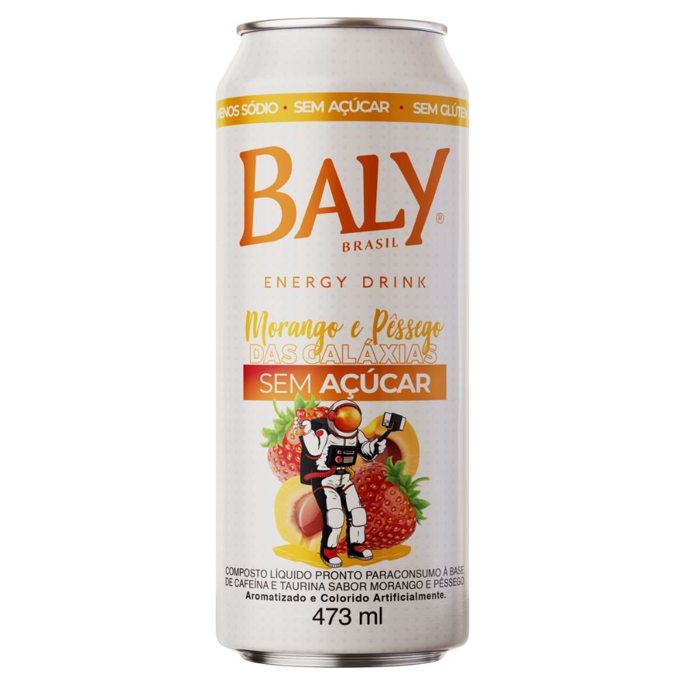 Energético Baly Morango e Pêssego das Galáxias Zero Açúcar 473ml - Food & Beverages