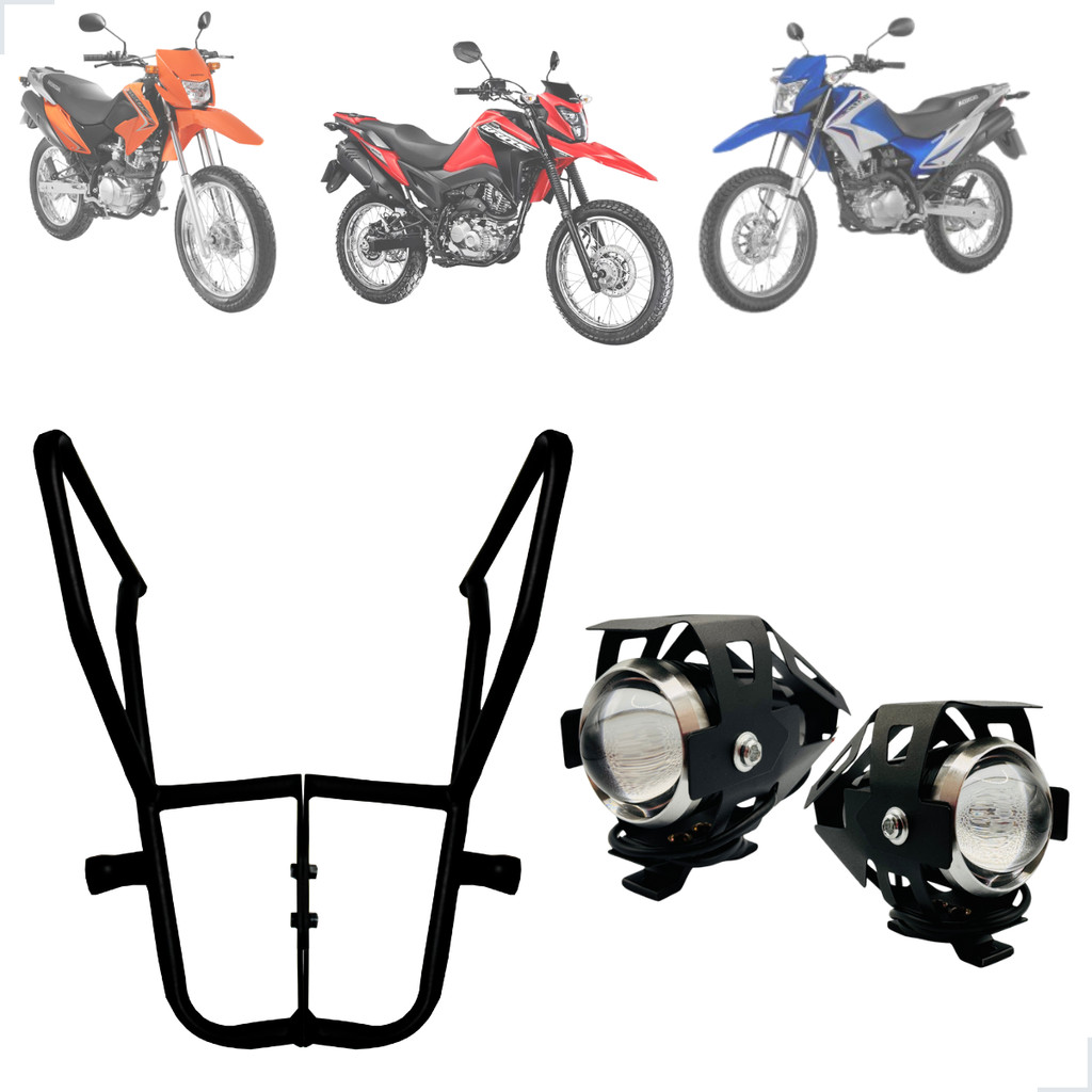 Kit Protetor Carenagem Par Farol Milha U5 Bros 160 2016 2017 2018 2019 2020 2021 2022 2023 2024 2025
