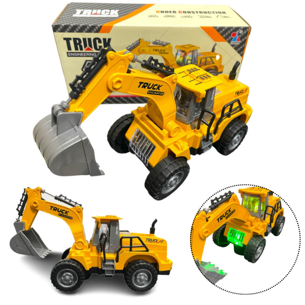Trator Escavadeira Brinquedo Infantil com Luz e Som Caminhão Interativo