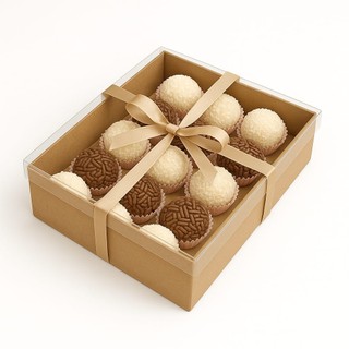 20 Caixas para 15 Doces com Berço e Tampa em Acetato Transparente - Caixa para 15 Brigadeiros