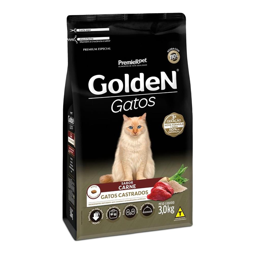 Ração PremieR Pet GoldeN Carne para Gatos Castrados 3kg em Oferta na Shopee