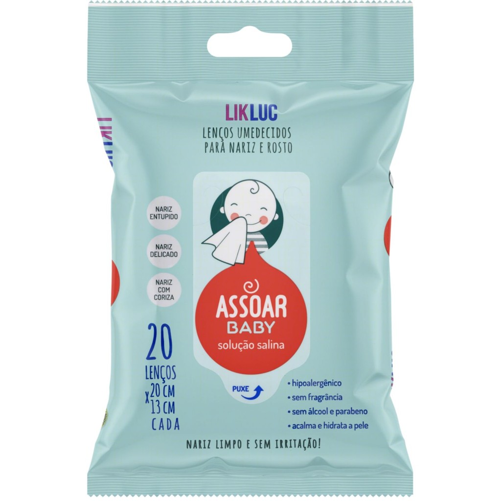 Lenços Umedecido Assoar Baby Likluc Limpar Nariz Bebê Lenço com Solução Salina 20 Higiene Cuidado Nasal