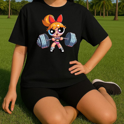 Camiseta Feminina Academia Barra Super Poderosa Florzinha Fitness Blusa 100% Algodão