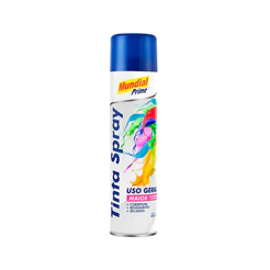 Tinta Spray Azul Escuro Brilhante 400ml Mundial Prime