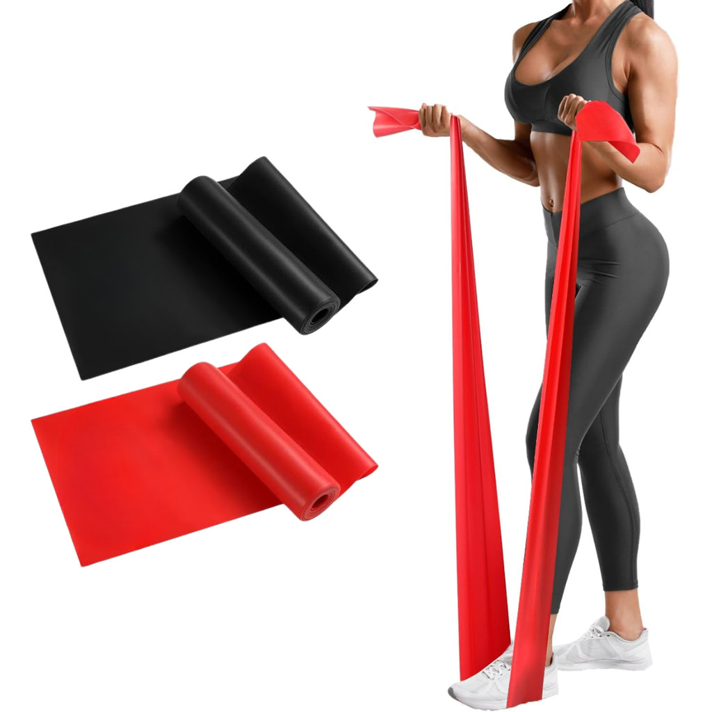 2 Faixa Elástica De Resistência Com 1,5m Para Yoga Pilates Fitness Fisioterapia Musculação