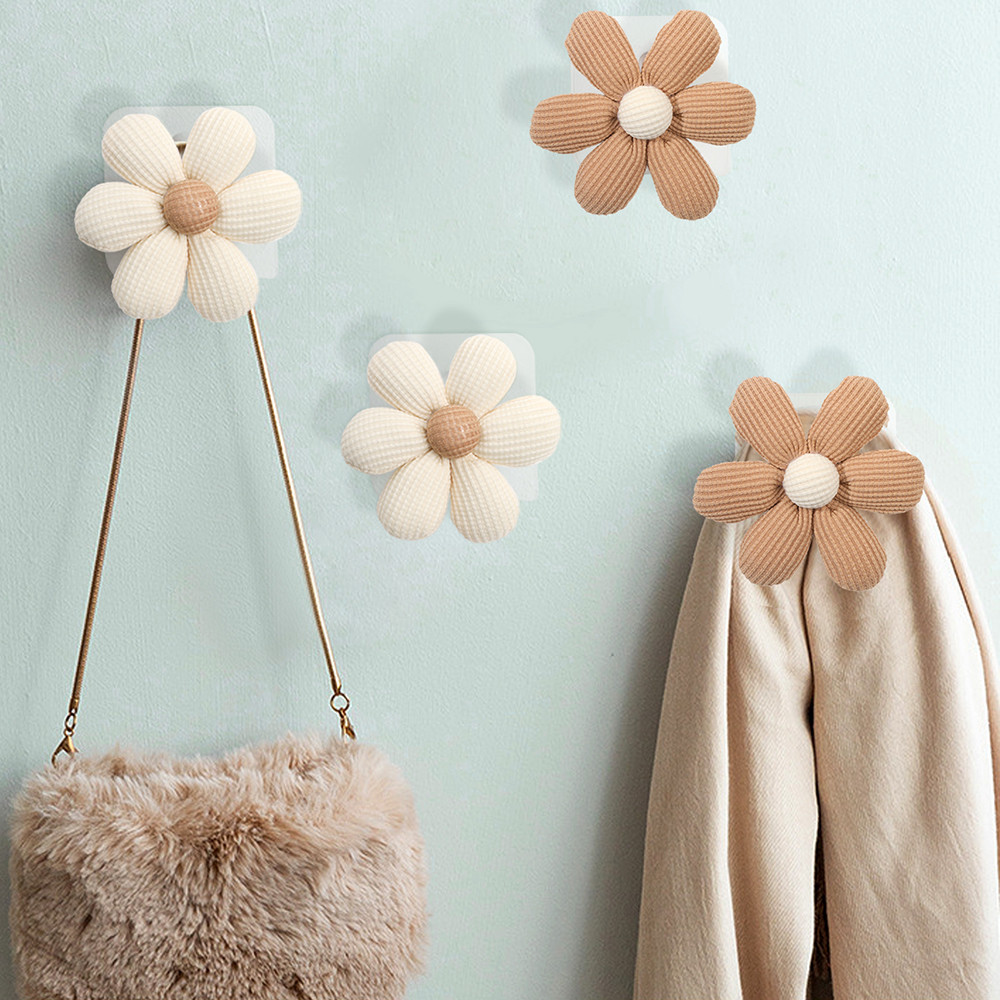 INS Gancho De Parede Com Flores Madeira Decoração Minimalista De Porta De Roupeiro
