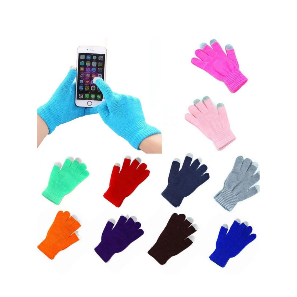 Luvas De Malha Suave Inverno Quente touch Screen Luvas De Dedos Completos Para Mulheres Meninas em Oferta na Shopee