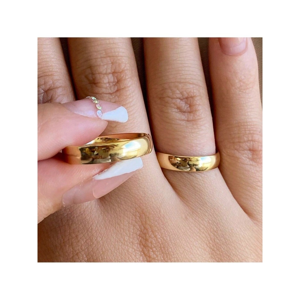 Par de Aliança Casamento Noivado  Tamanho 25-25 4mm Lisa Polida Anatômica UNIDADE