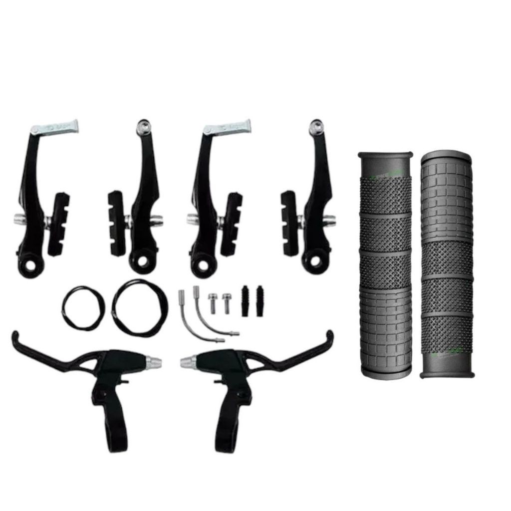 Kit Freio V Brake Completo Com Manete E Cabos + Manopla para bicicleta Bike