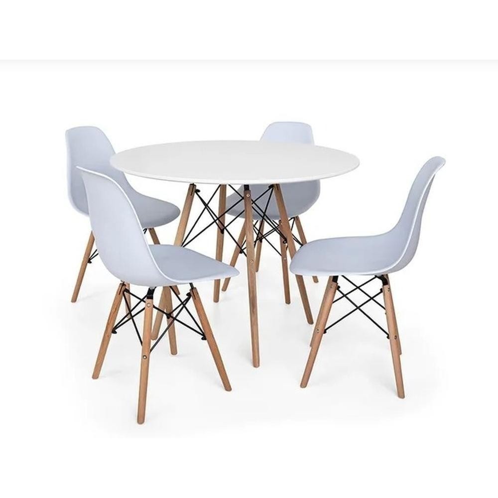 Kit Mesa Jantar Eiffel 90cm Branca + 4 Cadeiras Charles Eames - Branca em Oferta na Shopee