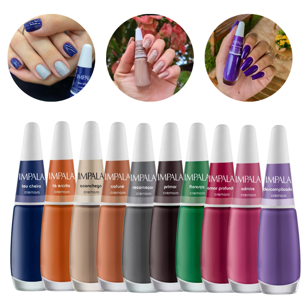 Kit 10 Esmalte Impala Cor Da Sua Moda 3 Atacado Manicure Pedicure