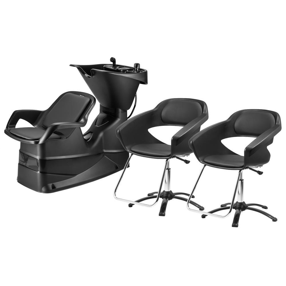 Kit Salão de Beleza Cabelereiro Barbearia 1 Lavatório Cabelo Champ e 2 Cadeiras Primma Preta Dompel em Oferta na Shopee