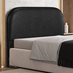 Cabeceira Cama Box Queen 160cm Orgânica Lanna W01 Couríssimo Preto - Lyam Decor