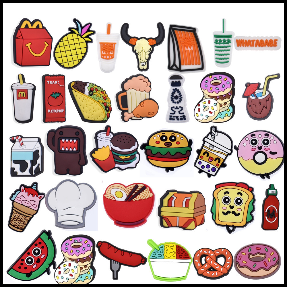 Sapato Encantos Decorações Pinos Coloridomente MacDonald Fast Food Sobremesa DIY Sapatos Charme Botão em Oferta na Shopee