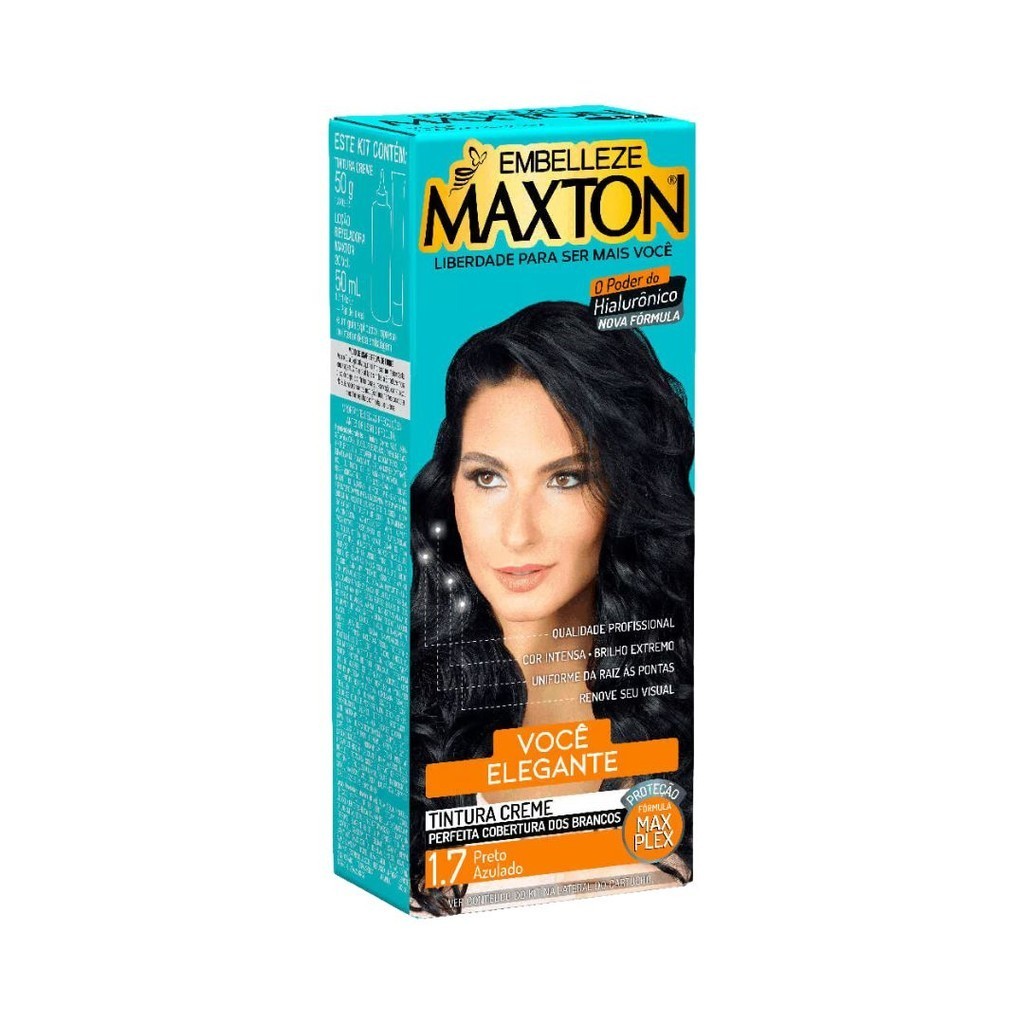 Tintura Maxton 1.7 Preto Azulado Embelleze Coloração Permanente Profissional MAX PLEX
