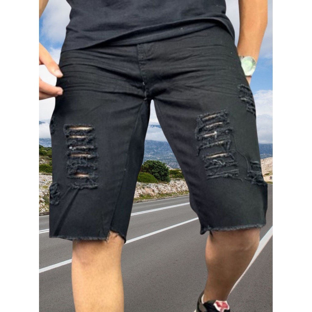 Bermuda Jeans rasgados Shorts Masculinos Alta Qualidade Com Elastano Sport Loja de Fábrica