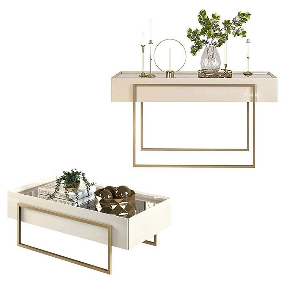 Aparador e Mesa de Centro Petri Off White - DJ Móveis em Oferta na Shopee