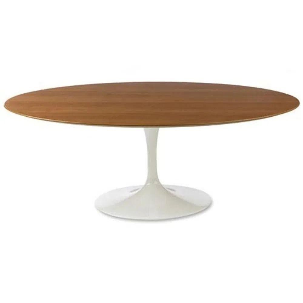 Mesa De Jantar Saarinen Oval 160x90 Cm Freijó Cor Branco em Oferta na Shopee