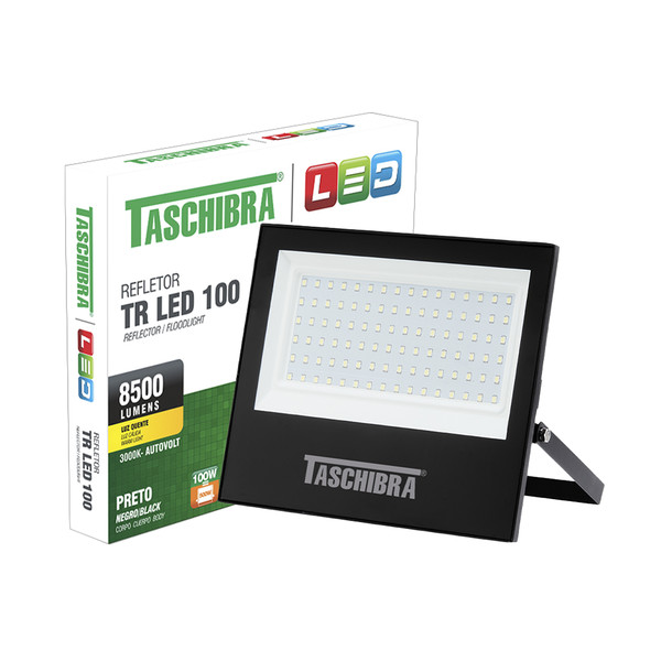 Refletor Taschibra Led TR Slim 100W 3000K Preto Bivolt