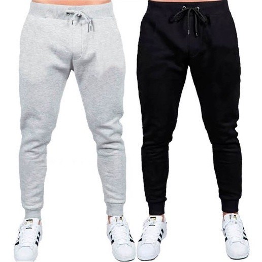 Kit C/ 2 Calças De Moletom Peluciado Masculina Estilo Jogger Calça Inverno Estilo Jogger flanelada com punho e cordão