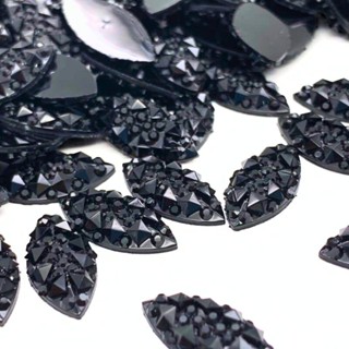 Chaton Navete Cascalho 7x15mm - Preto - Base Reta em Oferta na Shopee