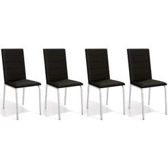 Cadeira Sala de Jantar Amsterdã C091 Kit 4 Un Cromada - Assento Preto 110 - Kappesberg