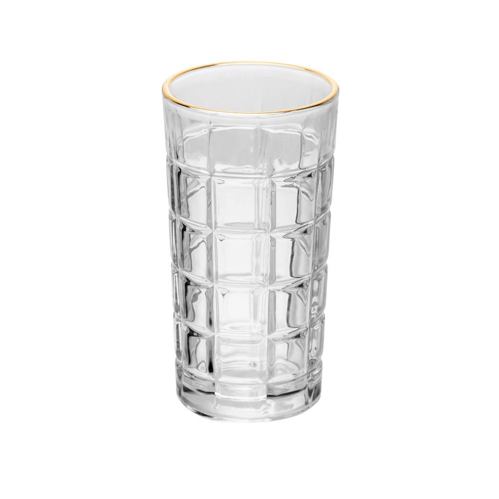 Copo Alto de Cristal com Fio de Ouro Square 360ml - Home & Living