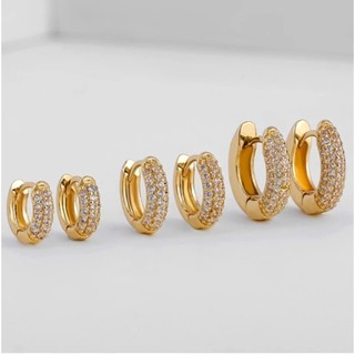 Brinco Trio Argola Zircônia Cristal Banhado a Ouro 18k