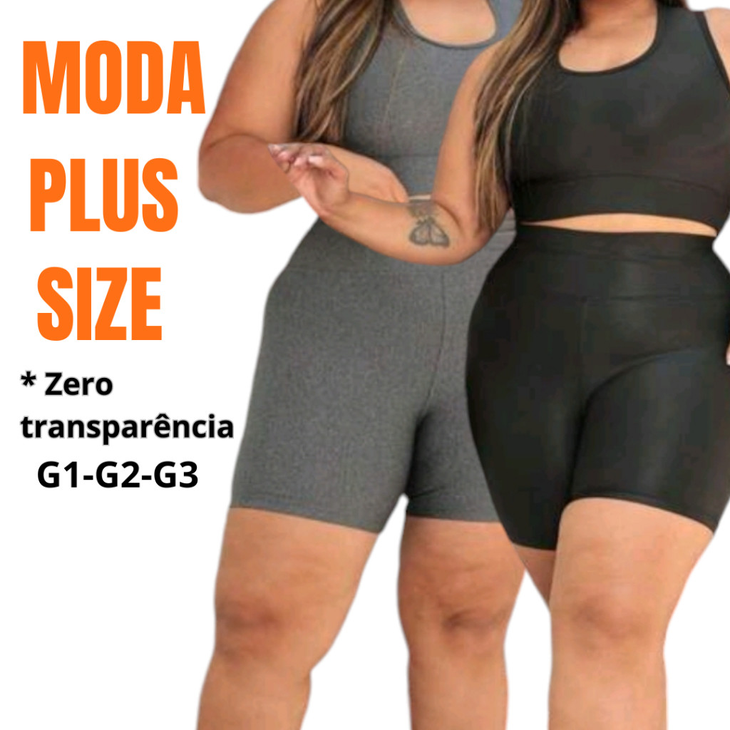 Short Legging Plus Size Cintura Alta Feminino Meia Coxa Suplex Bermuda Academia Zero Transparência