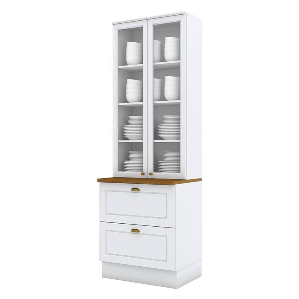 Cristaleira Americana Branco Hp Com Tampo Naturale - Henn - Home & Living