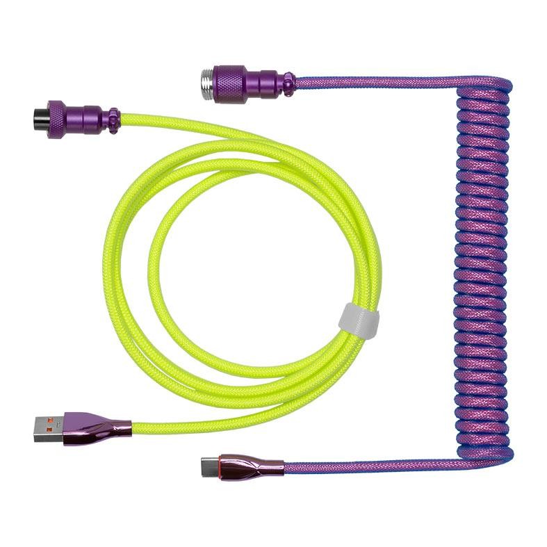 Cabo USB-A Para Tipo C Pichau Meduza RV, Trancado, Nylon, GX12, Roxo e Verde, PCH-MRV-01