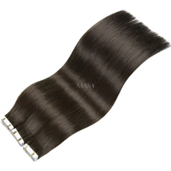 Cabelo 100% Humano Liso Castanho 45cm na Fita Adesiva 50g