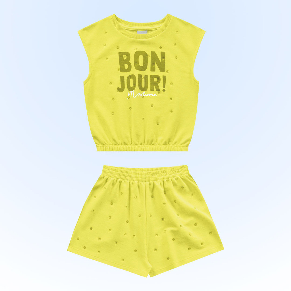 Conj Regata e Short Amarelo Neon Fakini