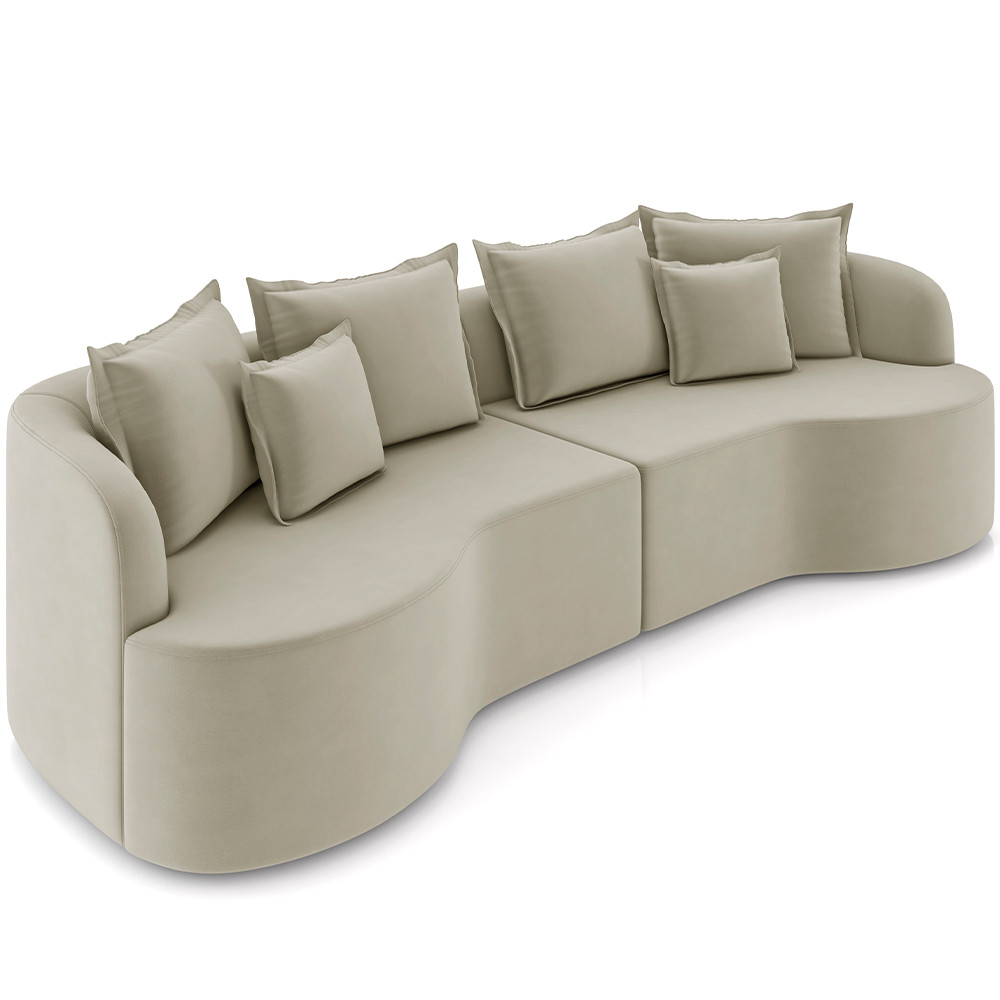 Sofá 4 Lugares Orgânico Sala De Estar Living 270cm Ekos K01 Veludo Bege - Lyam Decor