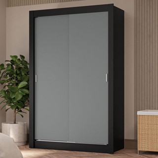 Guarda-Roupa Solteiro 2 Portas de Correr 4 Gavetas Preto/Cinza Vivare Plus Madesa em Oferta na Shopee